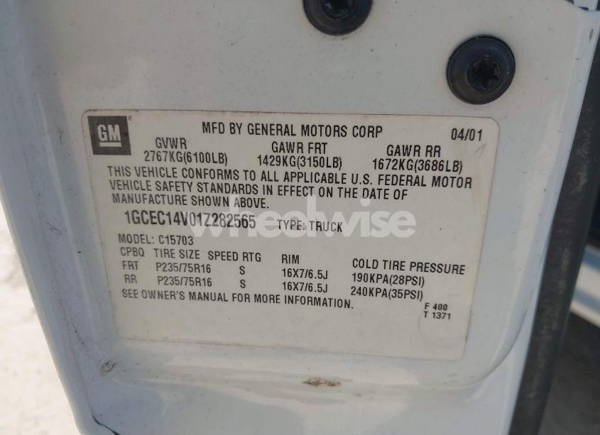 Photo 9 of 2001 Chevrolet Silverado 1500 LS (VIN 1GCEC14V01Z282565)