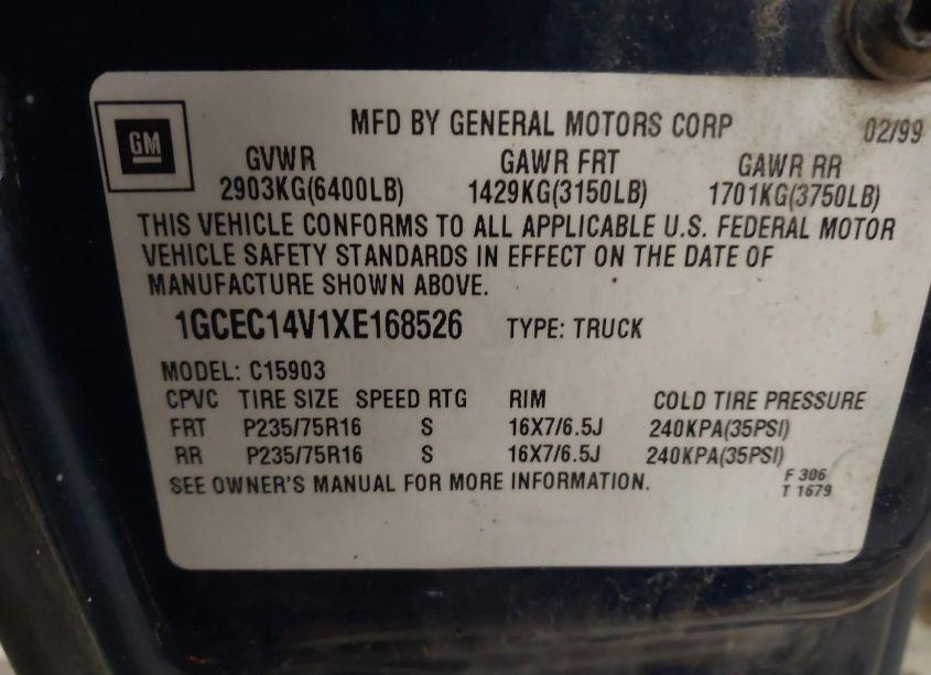 Photo 9 of 1999 Chevrolet Silverado 1500 LS (VIN 1GCEC14V1XE168526)