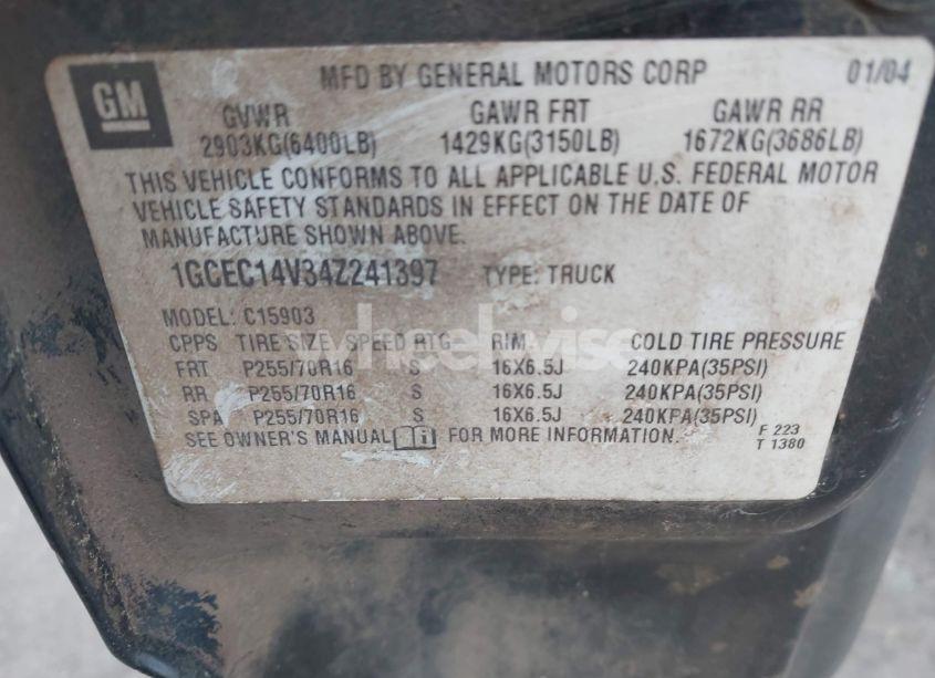 Photo 9 of 2004 Chevrolet Silverado 1500 WORK TRUCK (VIN 1GCEC14V34Z241397)