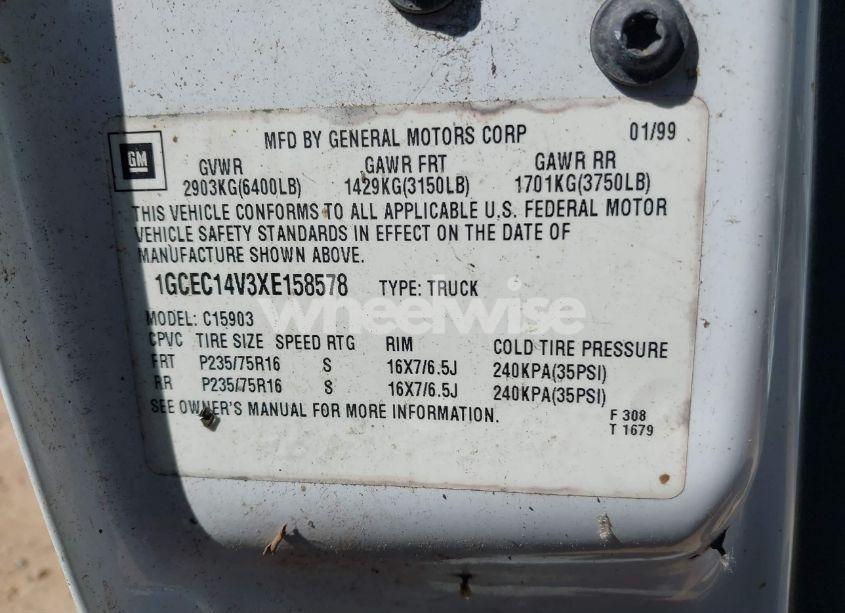 Photo 9 of 1999 Chevrolet Silverado 1500 LS (VIN 1GCEC14V3XE158578)