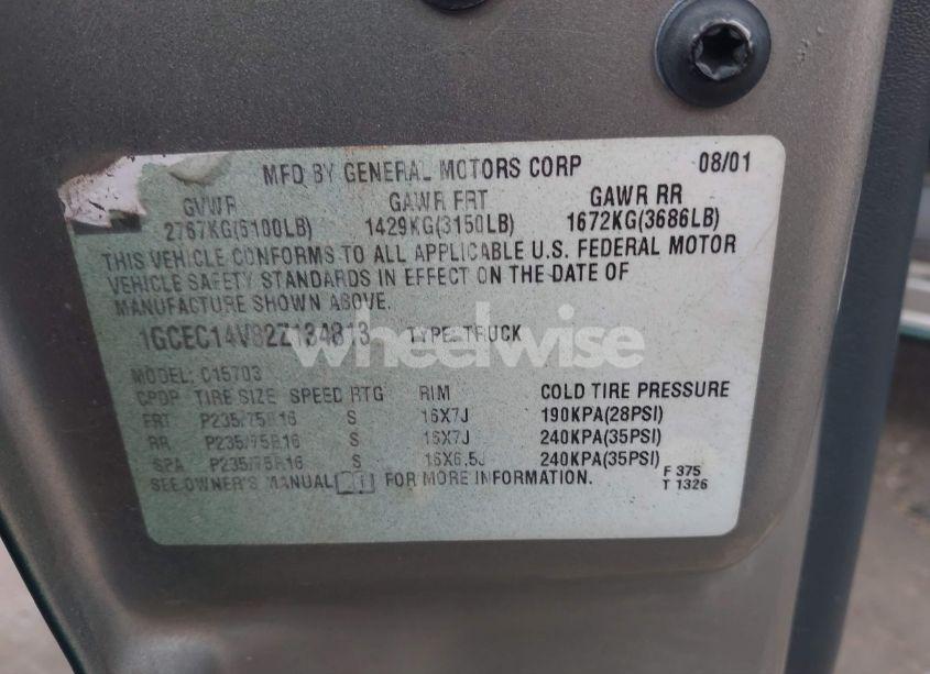 Photo 9 of 2002 Chevrolet Silverado 1500 LS (VIN 1GCEC14V82Z134813)