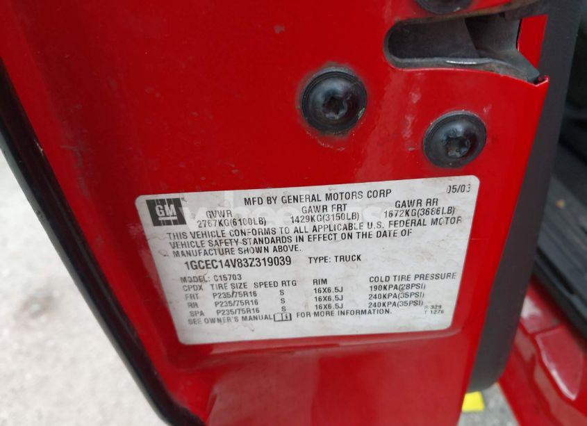 Photo 9 of 2003 Chevrolet Silverado 1500 (VIN 1GCEC14V83Z319039)