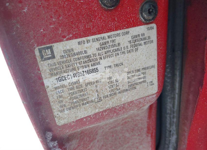 Photo 9 of 2005 Chevrolet Silverado 1500 WORK TRUCK (VIN 1GCEC14V85Z165855)