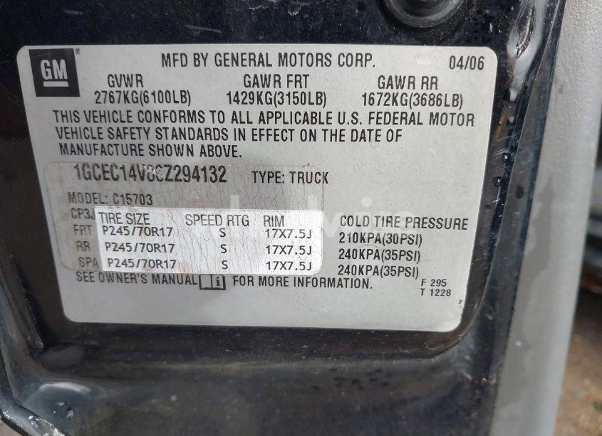 Photo 9 of 2006 Chevrolet Silverado 1500 WORK TRUCK (VIN 1GCEC14V86Z294132)