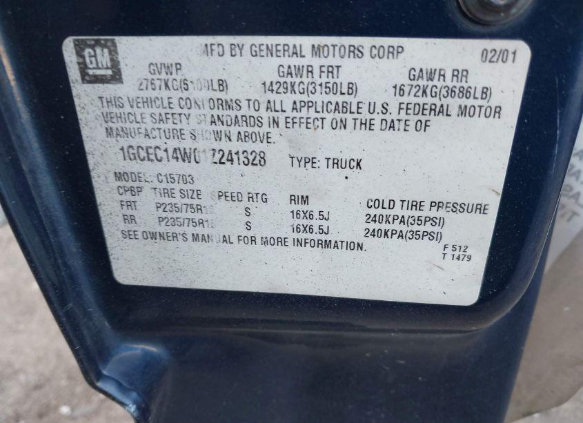 Photo 9 of 2001 Chevrolet Silverado 1500 (VIN 1GCEC14W01Z241328)