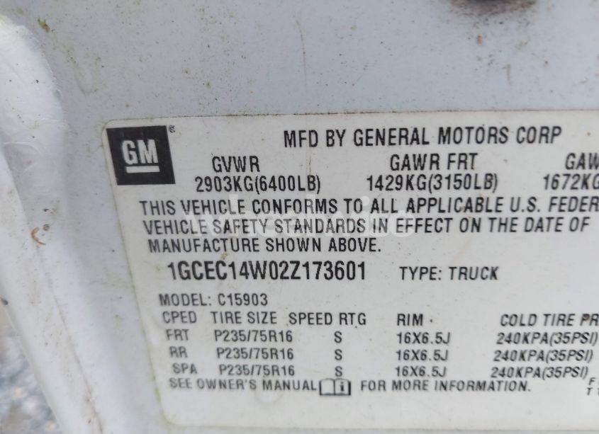 Photo 9 of 2002 Chevrolet Silverado 1500 (VIN 1GCEC14W02Z173601)