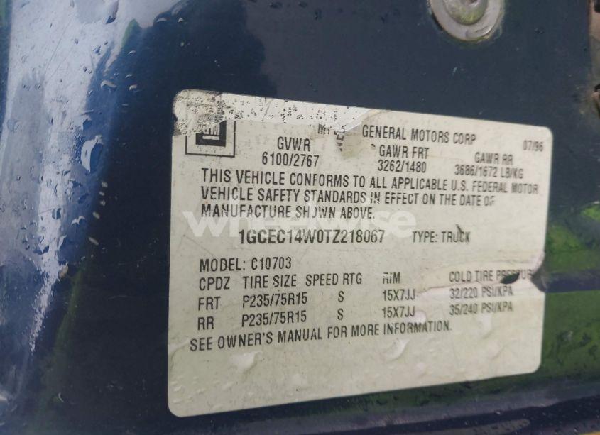 Photo 9 of 1996 Chevrolet Gmt-400 C1500 (VIN 1GCEC14W0TZ218067)