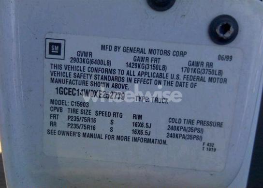 Photo 9 of 1999 Chevrolet Silverado 1500 (VIN 1GCEC14W0XE252779)