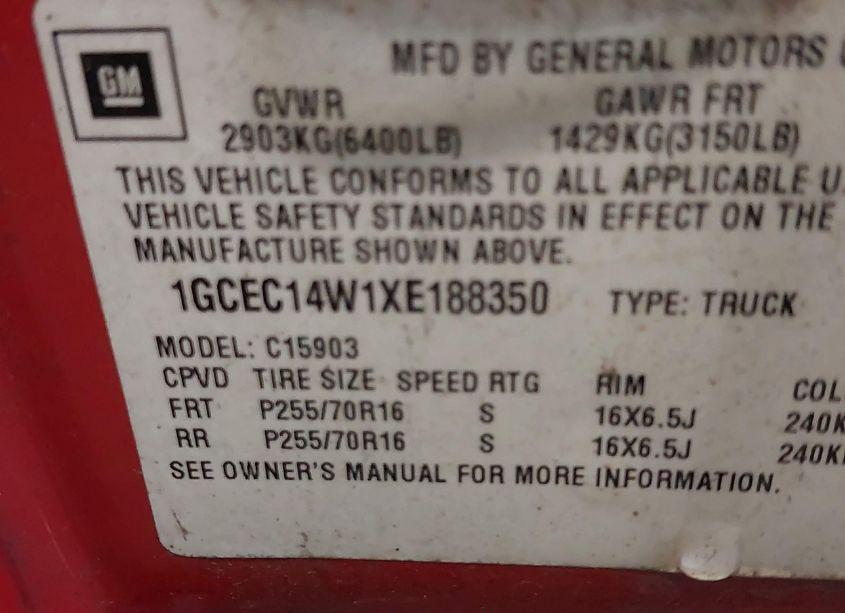 Photo 9 of 1999 Chevrolet Silverado 1500 (VIN 1GCEC14W1XE188350)