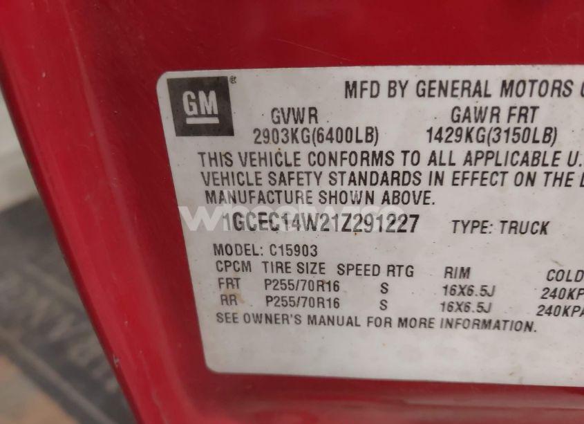 Photo 9 of 2001 Chevrolet Silverado 1500 (VIN 1GCEC14W21Z291227)