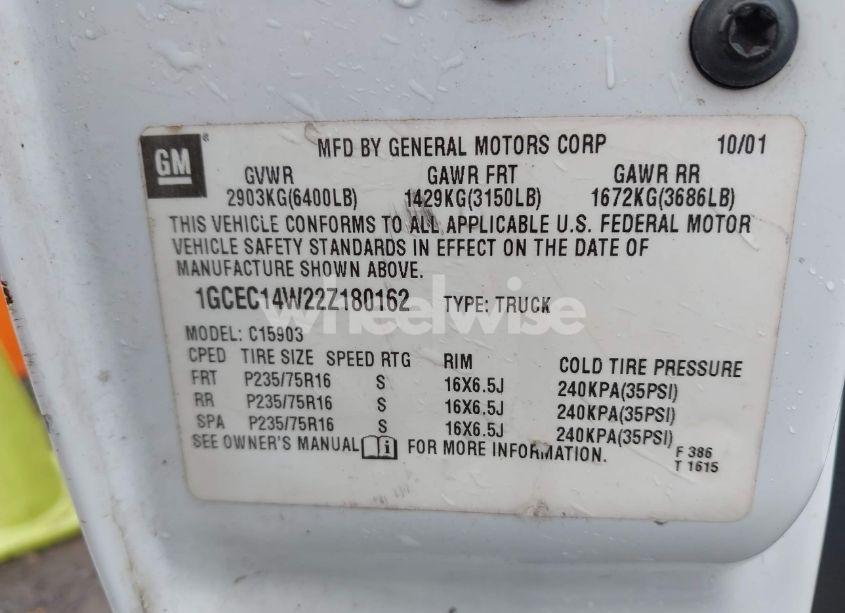 Photo 9 of 2002 Chevrolet Silverado 1500 COMMERCIAL (VIN 1GCEC14W22Z180162)