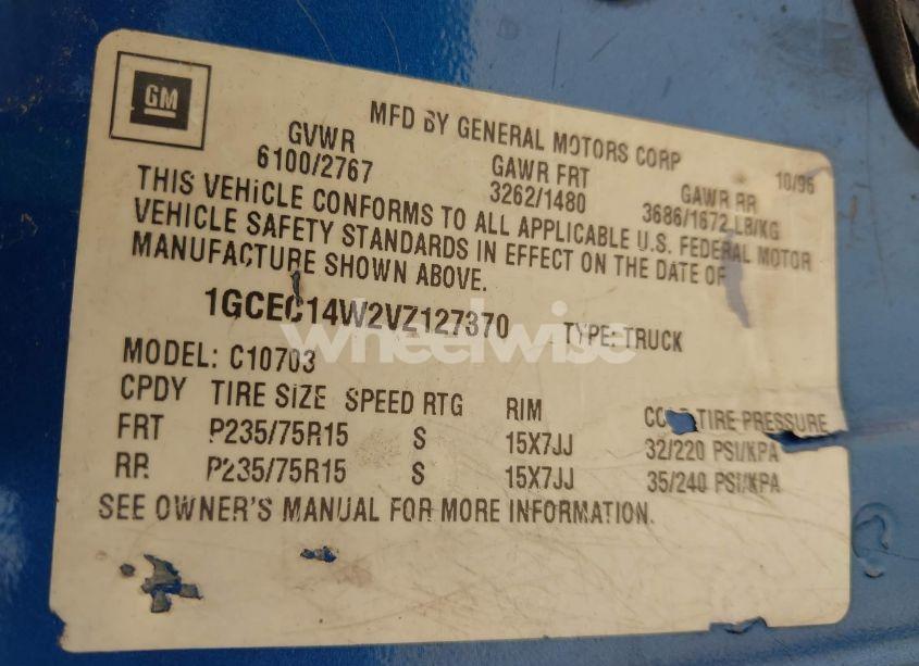 Photo 9 of 1997 Chevrolet C1500 FLEETSIDE (VIN 1GCEC14W2VZ127370)