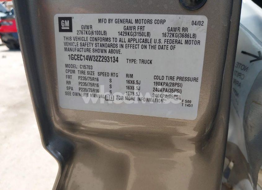 Photo 9 of 2002 Chevrolet Silverado 1500 (VIN 1GCEC14W32Z293134)