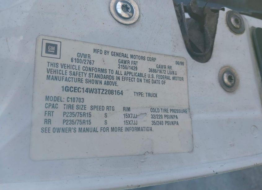 Photo 9 of 1996 Chevrolet Gmt-400 C1500 (VIN 1GCEC14W3TZ208164)