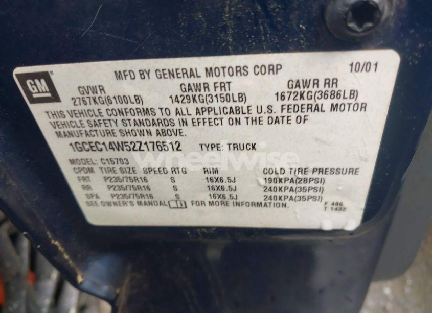 Photo 9 of 2002 Chevrolet Silverado 1500 (VIN 1GCEC14W52Z176512)