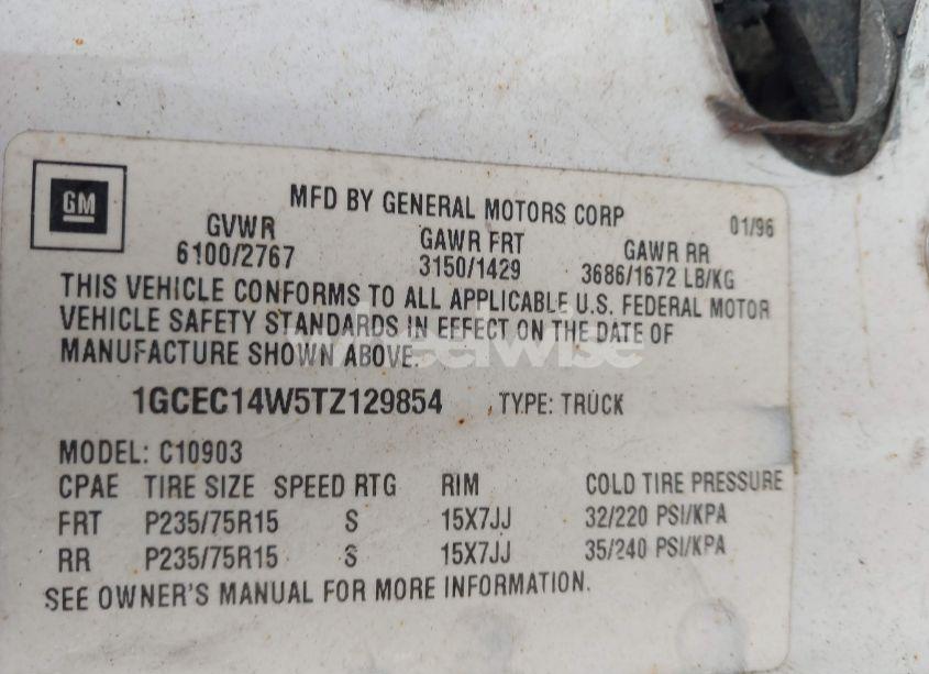 Photo 9 of 1996 Chevrolet Gmt-400 C1500 (VIN 1GCEC14W5TZ129854)