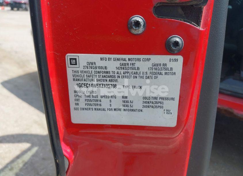 Photo 9 of 1999 Chevrolet Silverado 1500 (VIN 1GCEC14W5XZ135708)