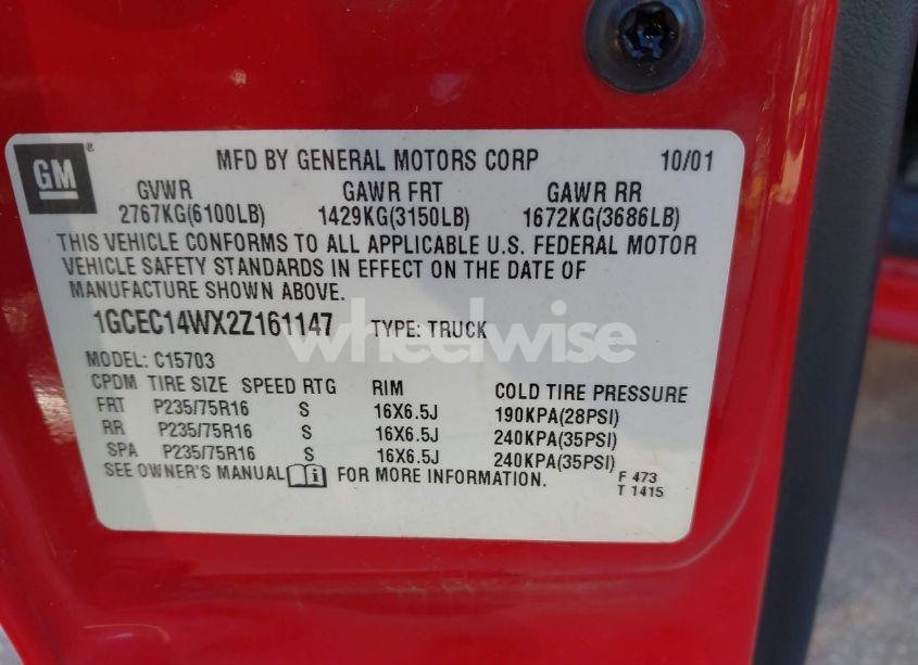 Photo 9 of 2002 Chevrolet Silverado 1500 (VIN 1GCEC14WX2Z161147)