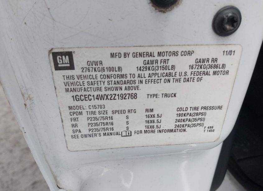 Photo 9 of 2002 Chevrolet Silverado 1500 (VIN 1GCEC14WX2Z192768)