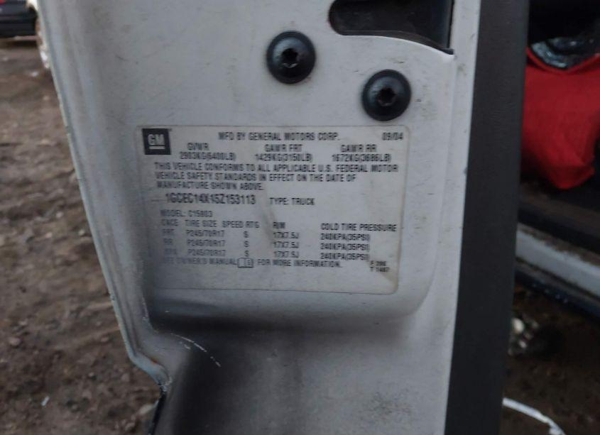 Photo 9 of 2005 Chevrolet Silverado 1500 WORK TRUCK (VIN 1GCEC14X15Z153113)