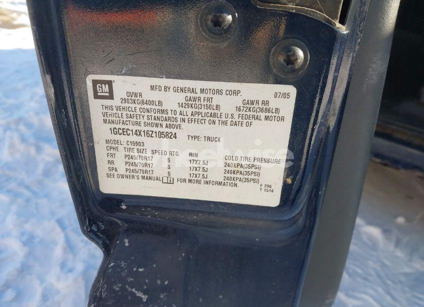 Photo 9 of 2006 Chevrolet Silverado 1500 WORK TRUCK (VIN 1GCEC14X16Z105824)