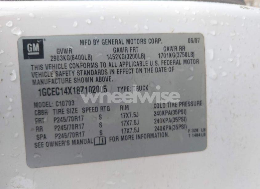 Photo 9 of 2008 Chevrolet Silverado 1500 WORK TRUCK (VIN 1GCEC14X18Z102005)