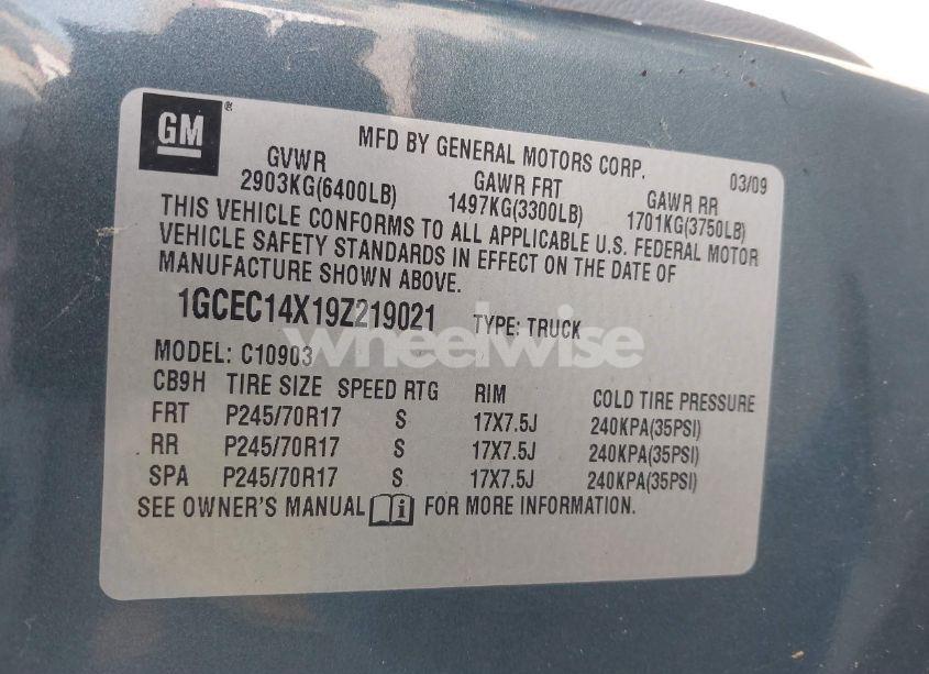 Photo 9 of 2009 Chevrolet Silverado 1500 WORK TRUCK (VIN 1GCEC14X19Z219021)