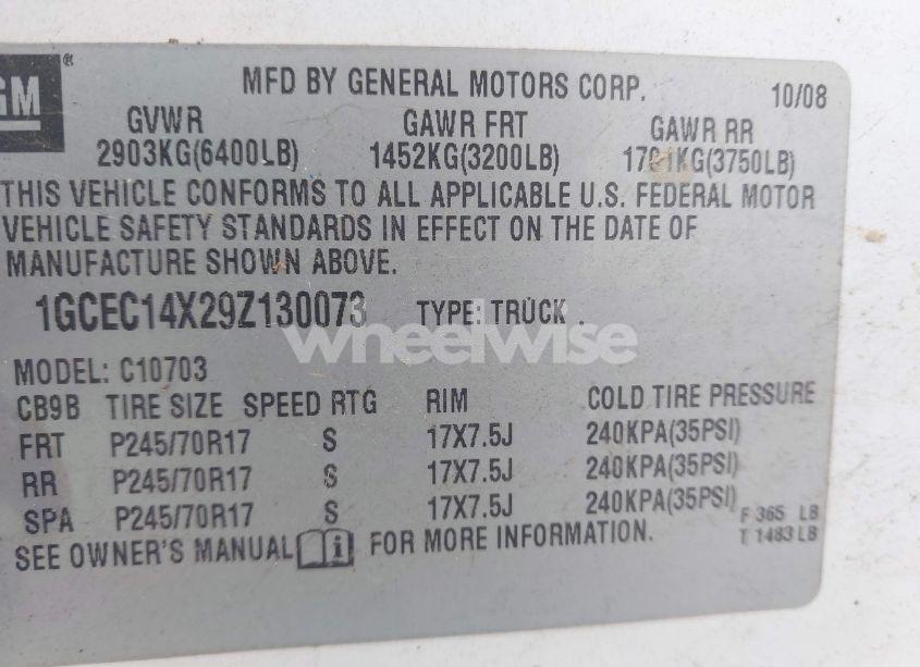 Photo 9 of 2009 Chevrolet Silverado 1500 WORK TRUCK (VIN 1GCEC14X29Z130073)