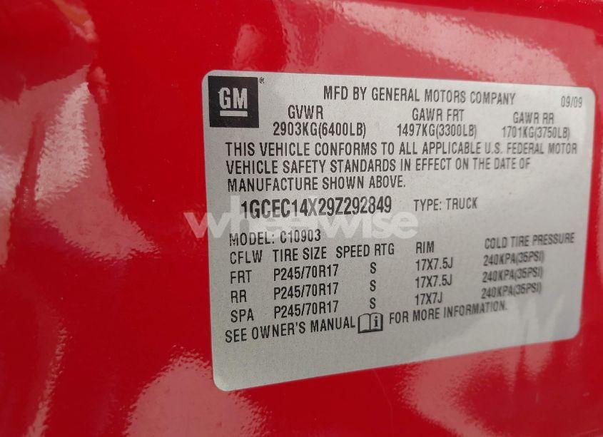 Photo 9 of 2009 Chevrolet Silverado 1500 WORK TRUCK (VIN 1GCEC14X29Z292849)