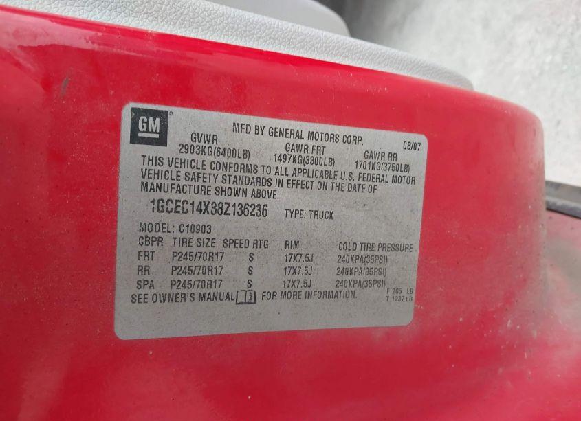 Photo 9 of 2008 Chevrolet Silverado 1500 WORK TRUCK (VIN 1GCEC14X38Z136236)