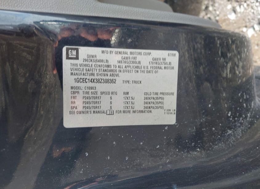 Photo 9 of 2008 Chevrolet Silverado 1500 WORK TRUCK (VIN 1GCEC14X38Z308362)