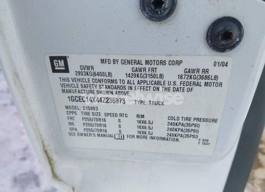 Photo 9 of 2004 Chevrolet Silverado 1500 WORK TRUCK (VIN 1GCEC14X44Z236873)