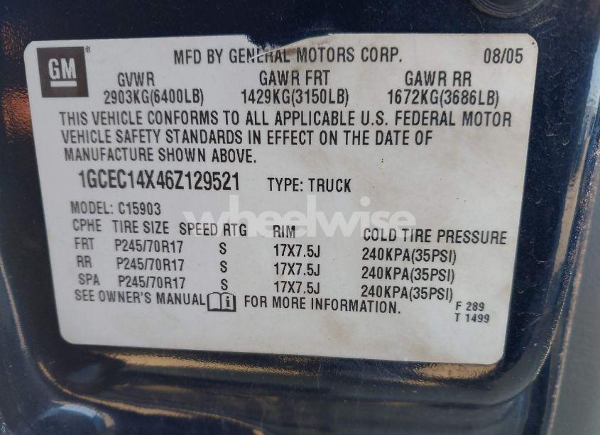 Photo 9 of 2006 Chevrolet Silverado 1500 WORK TRUCK (VIN 1GCEC14X46Z129521)