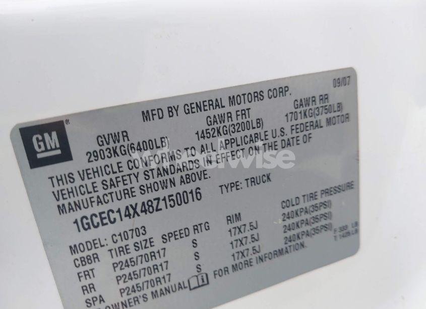 Photo 9 of 2008 Chevrolet Silverado 1500 WORK TRUCK (VIN 1GCEC14X48Z150016)