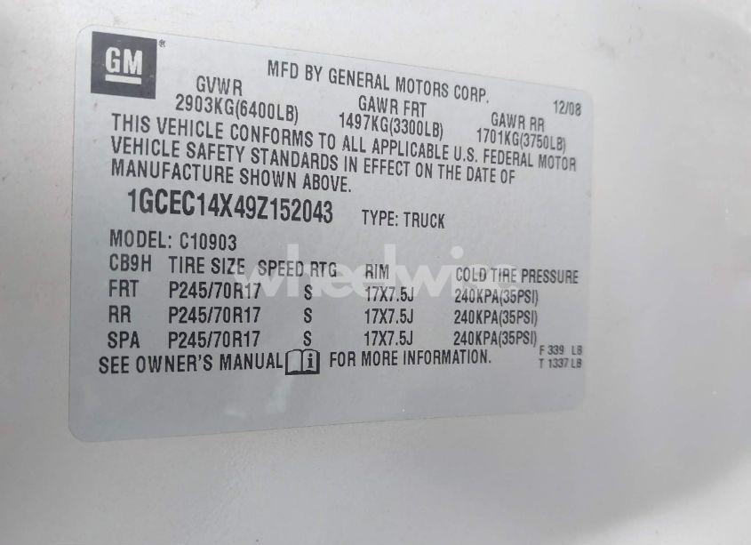 Photo 9 of 2009 Chevrolet Silverado 1500 WORK TRUCK (VIN 1GCEC14X49Z152043)