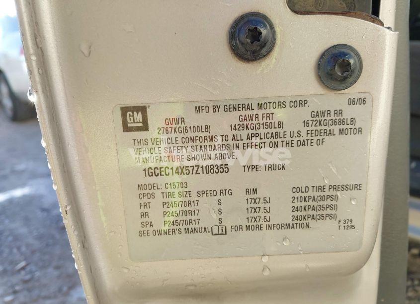 Photo 9 of 2007 Chevrolet Silverado 1500 CLASSIC WORK TRUCK (VIN 1GCEC14X57Z108355)