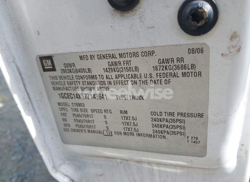 Photo 9 of 2007 Chevrolet Silverado 1500 CLASSIC WORK TRUCK (VIN 1GCEC14X57Z143641)