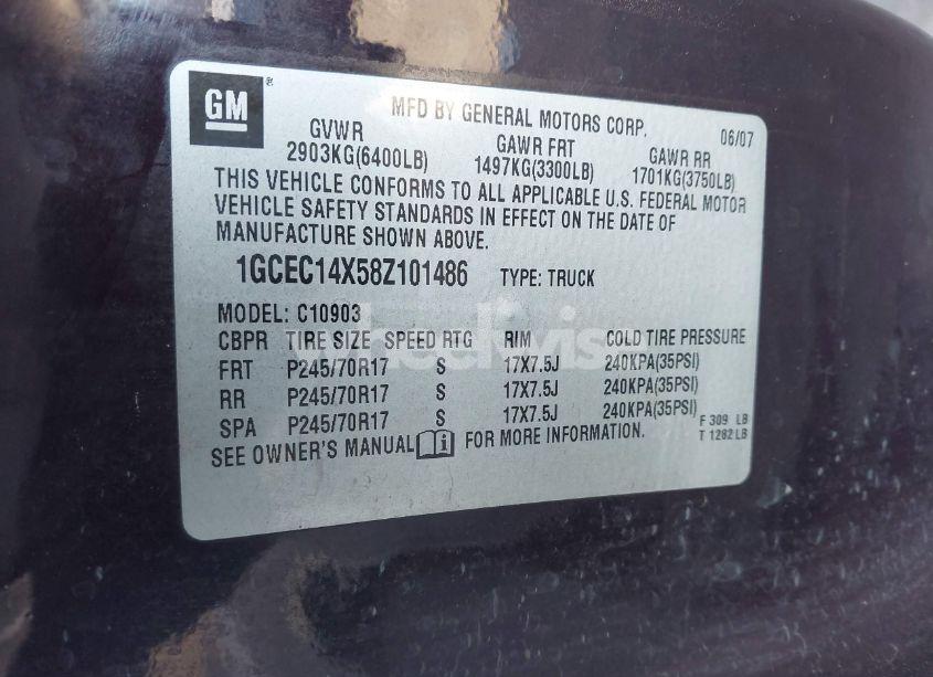 Photo 9 of 2008 Chevrolet Silverado 1500 WORK TRUCK (VIN 1GCEC14X58Z101486)