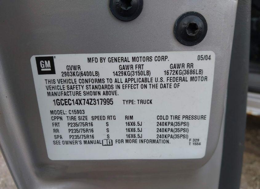 Photo 9 of 2004 Chevrolet Silverado 1500 WORK TRUCK (VIN 1GCEC14X74Z317995)
