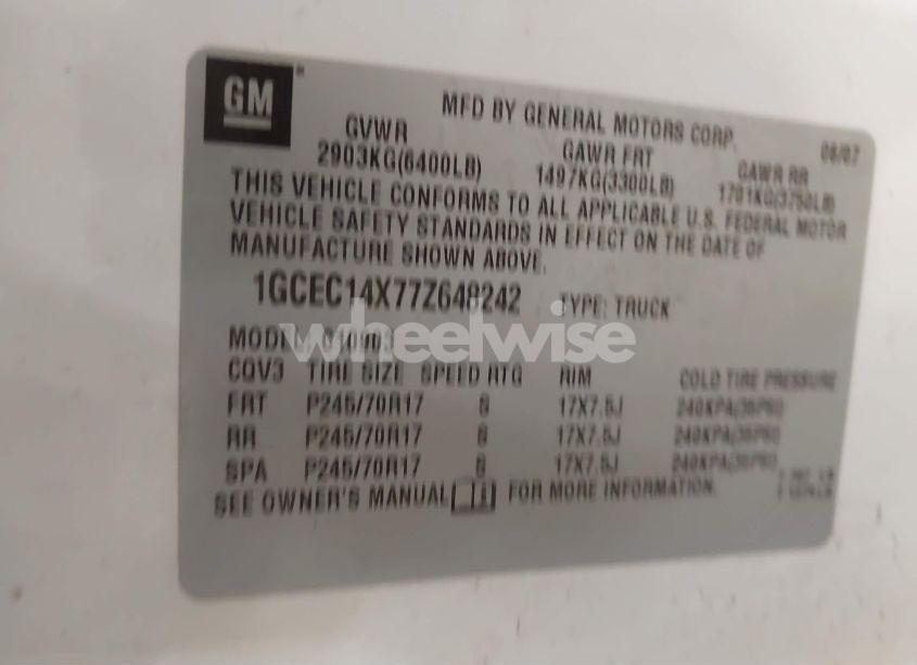 Photo 9 of 2007 Chevrolet Silverado 1500 WORK TRUCK (VIN 1GCEC14X77Z648242)