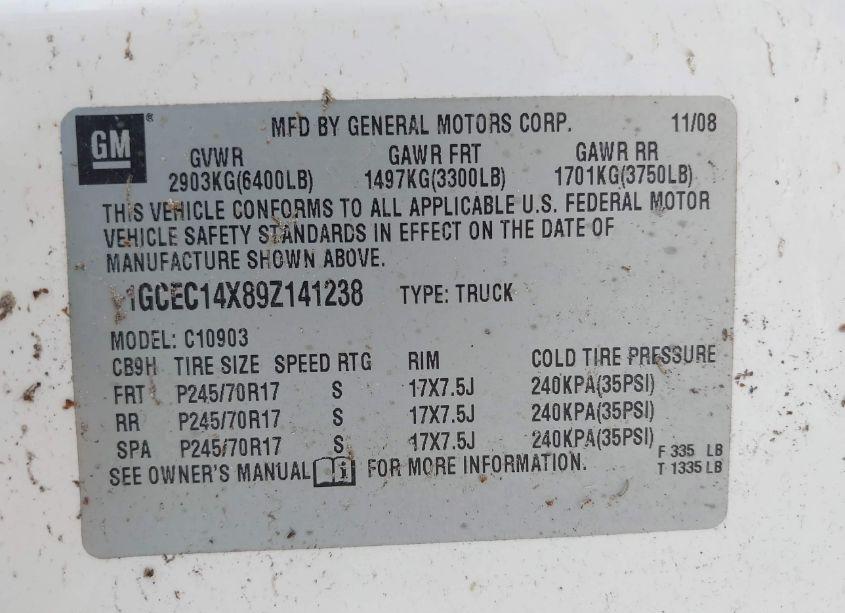 Photo 9 of 2009 Chevrolet Silverado 1500 WORK TRUCK (VIN 1GCEC14X89Z141238)