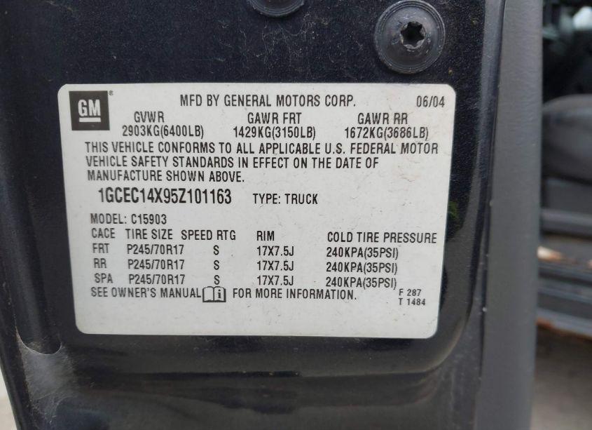 Photo 9 of 2005 Chevrolet Silverado 1500 WORK TRUCK (VIN 1GCEC14X95Z101163)