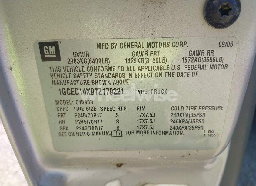 Photo 9 of 2007 Chevrolet Silverado 1500 CLASSIC WORK TRUCK (VIN 1GCEC14X97Z179221)