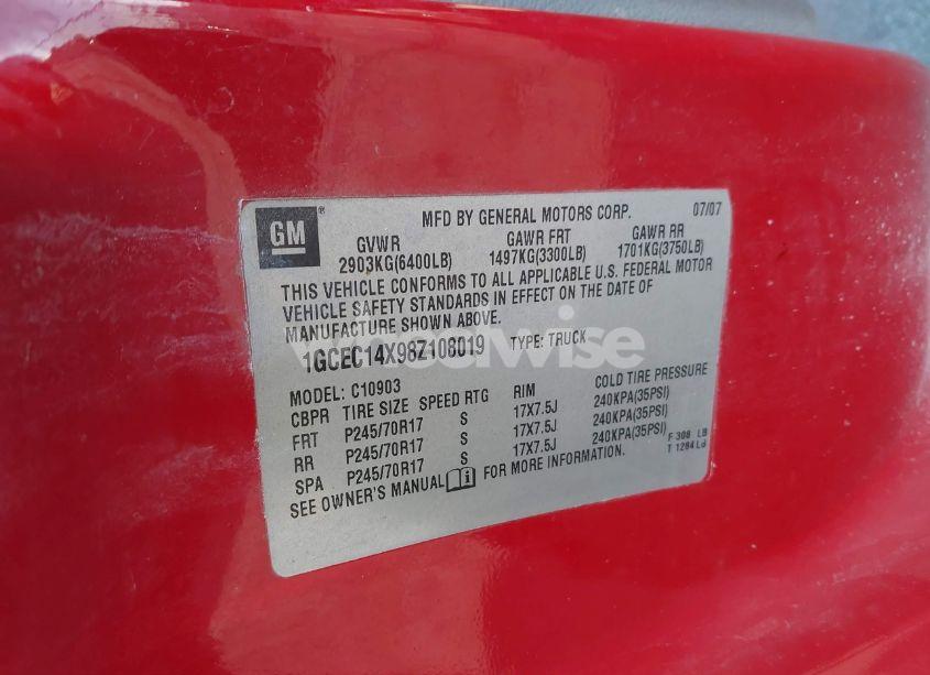 Photo 9 of 2008 Chevrolet Silverado 1500 WORK TRUCK (VIN 1GCEC14X98Z108019)