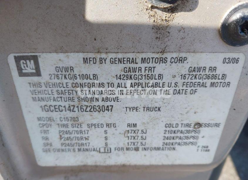 Photo 9 of 2006 Chevrolet Silverado 1500 WORK TRUCK (VIN 1GCEC14Z16Z263047)