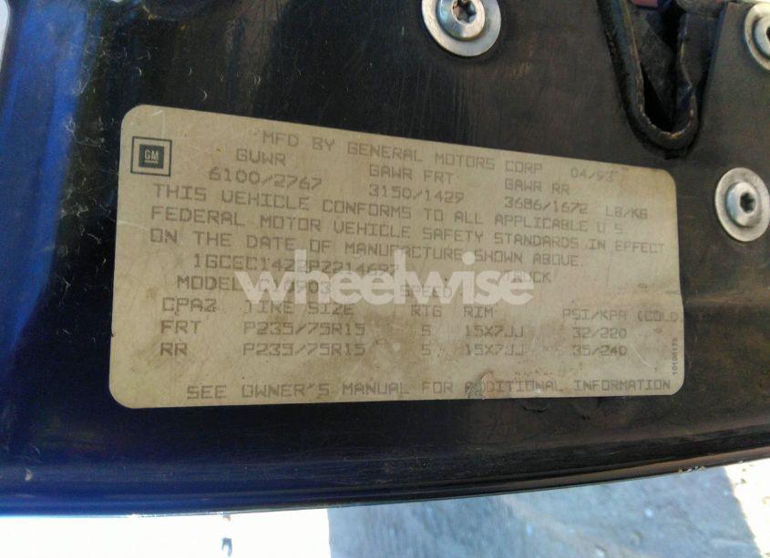 Photo 9 of 1993 Chevrolet Gmt-400 C1500 (VIN 1GCEC14Z2PZ214697)