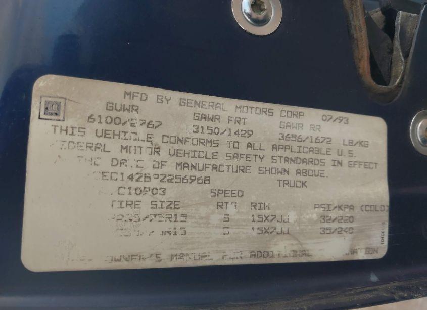 Photo 9 of 1993 Chevrolet Gmt-400 C1500 (VIN 1GCEC14Z8PZ256968)
