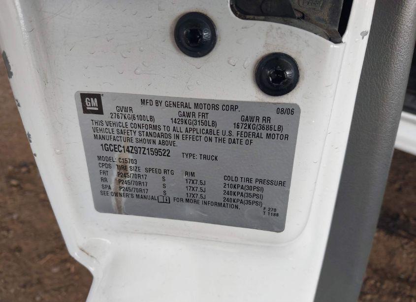 Photo 9 of 2007 Chevrolet Silverado 1500 CLASSIC WORK TRUCK (VIN 1GCEC14Z97Z159522)