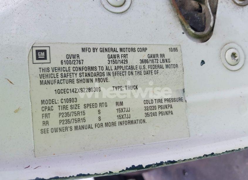 Photo 9 of 1995 Chevrolet Gmt-400 C1500 (VIN 1GCEC14ZXSZ280309)