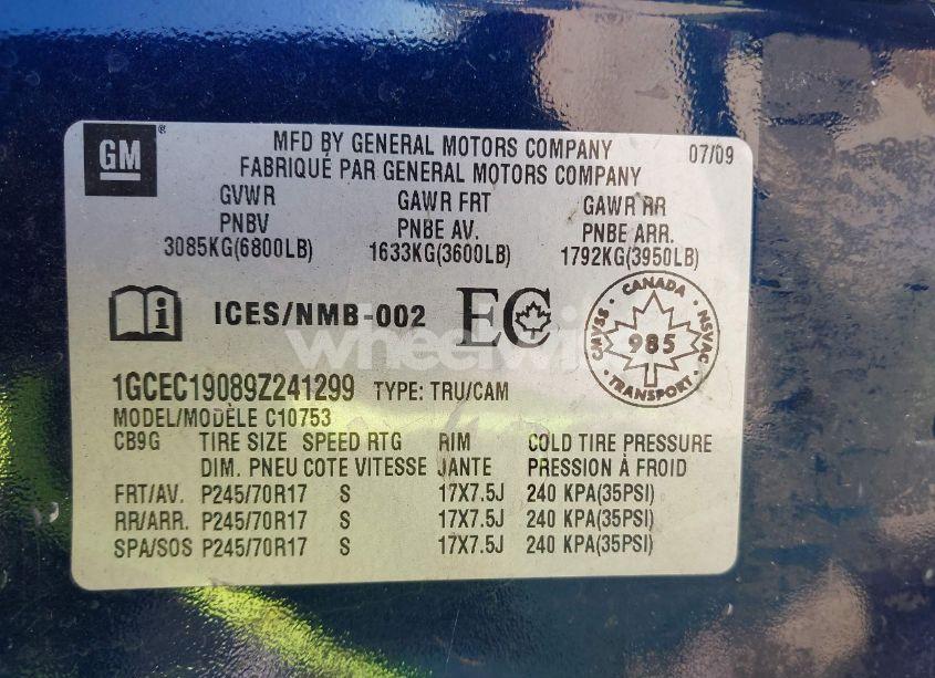 Photo 9 of 2009 Chevrolet Silverado 1500 WORK TRUCK (VIN 1GCEC19089Z241299)
